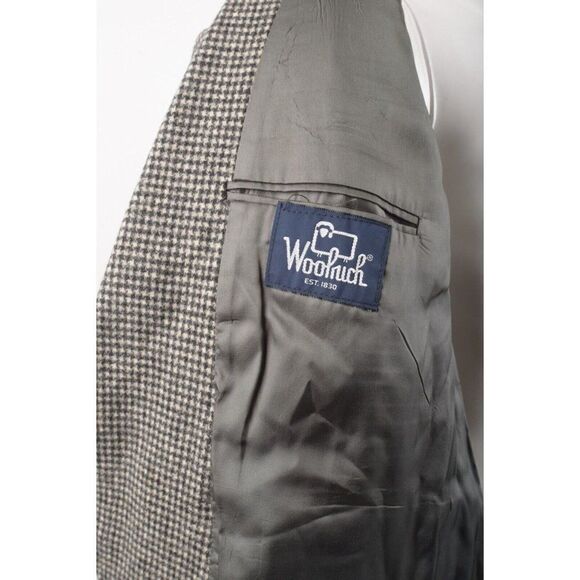 Woolrich Mens Wool Houndstooth Blazer Suit Jacket Large Black White Sport Coat - Picture 6 of 7